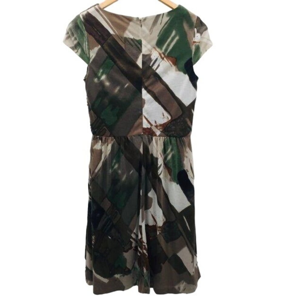 Coldwater Creek Dress Womens 10 NEW Printed Ruched Cap Sleeve Lined Fall - Picture 2 of 12